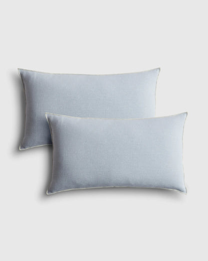Contrast European Linen Pillow Cover (Set of 2) - 12x20 / Sage/Pine