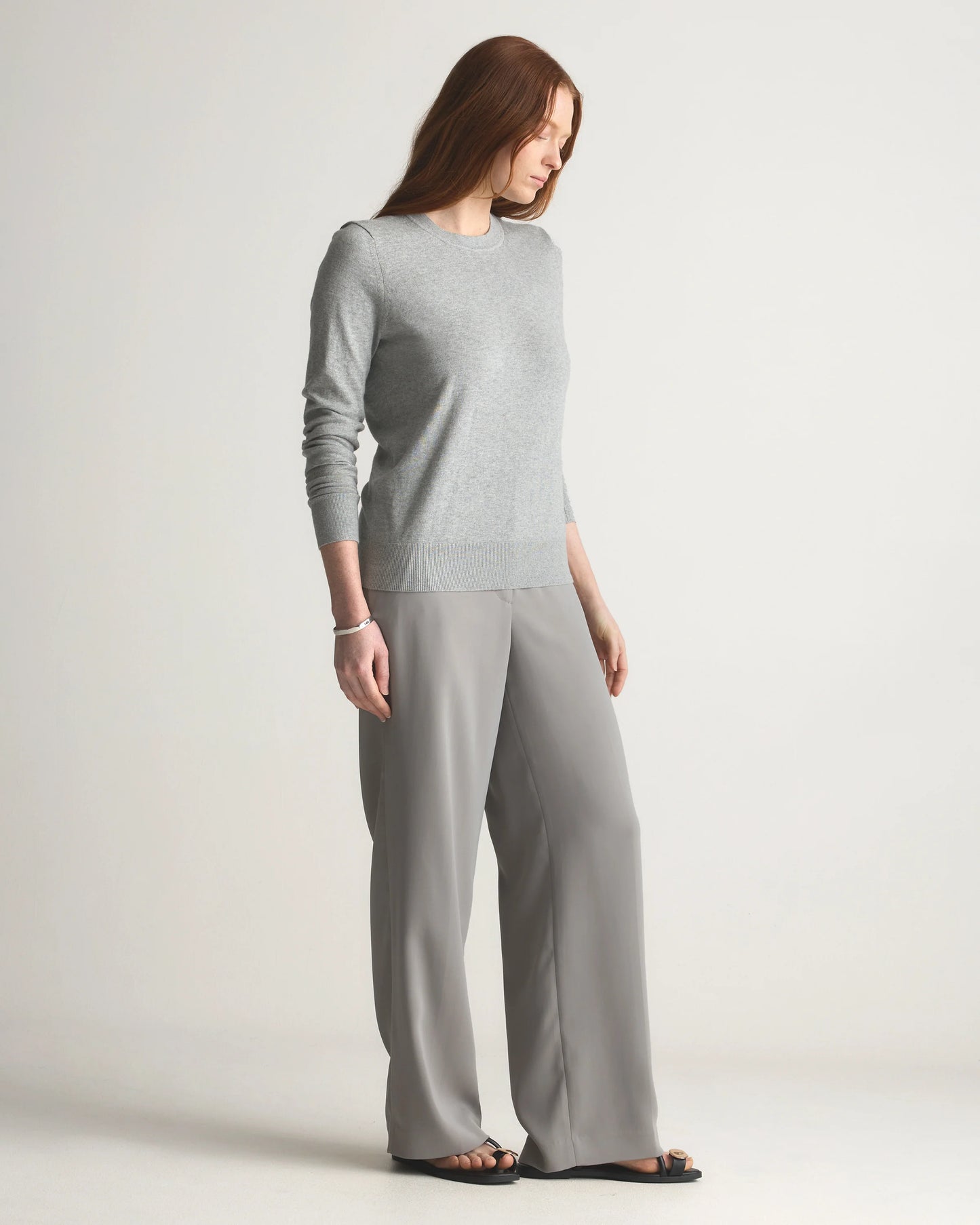 Lightweight Cotton Cashmere Crew Sweater - XS / Mountain Spring Blue