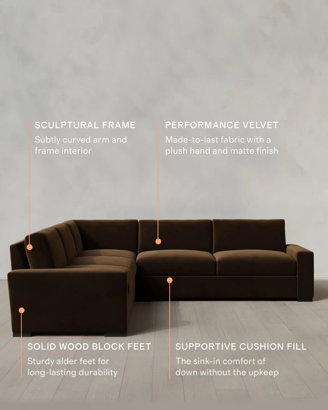 Stillman L Sectional in Performance Velvet - 116x116 / Java