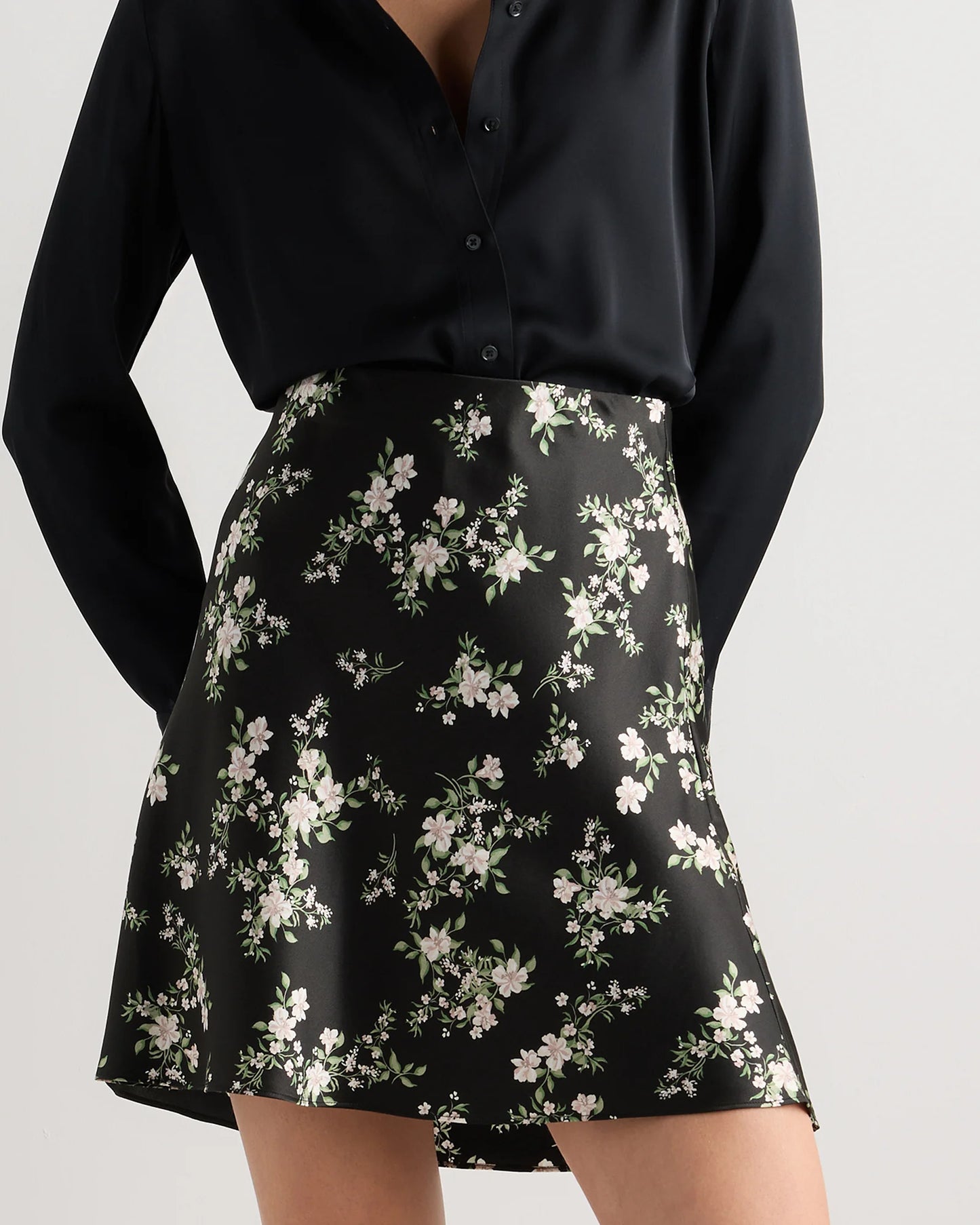 100% Washable Silk Mini Skirt - XS / Champagne