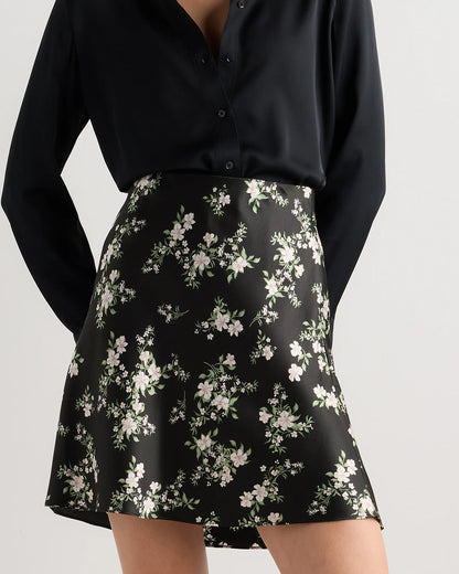 100% Washable Silk Mini Skirt - XS / Champagne
