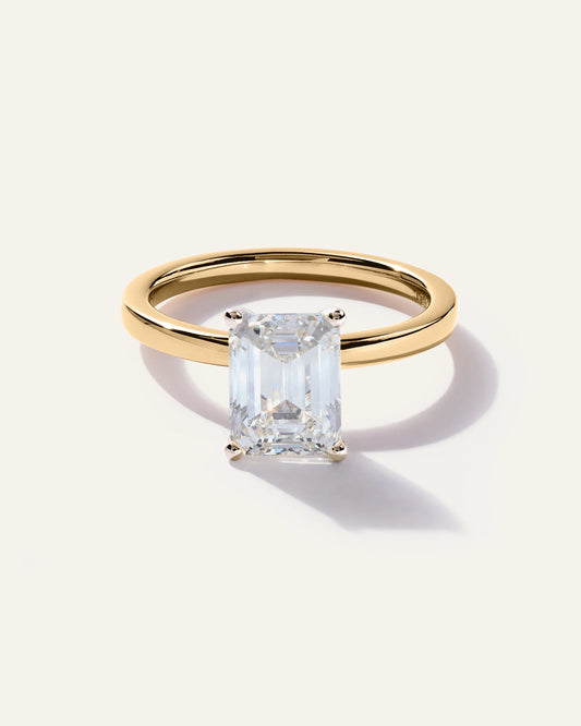 Lab Grown Diamond Emerald Comfort Fit Engagement Ring - 2.5ct - 4 / Yellow Gold