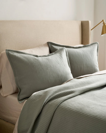 Organic Cotton Matelasse Coverlet - Twin / Dried Sage