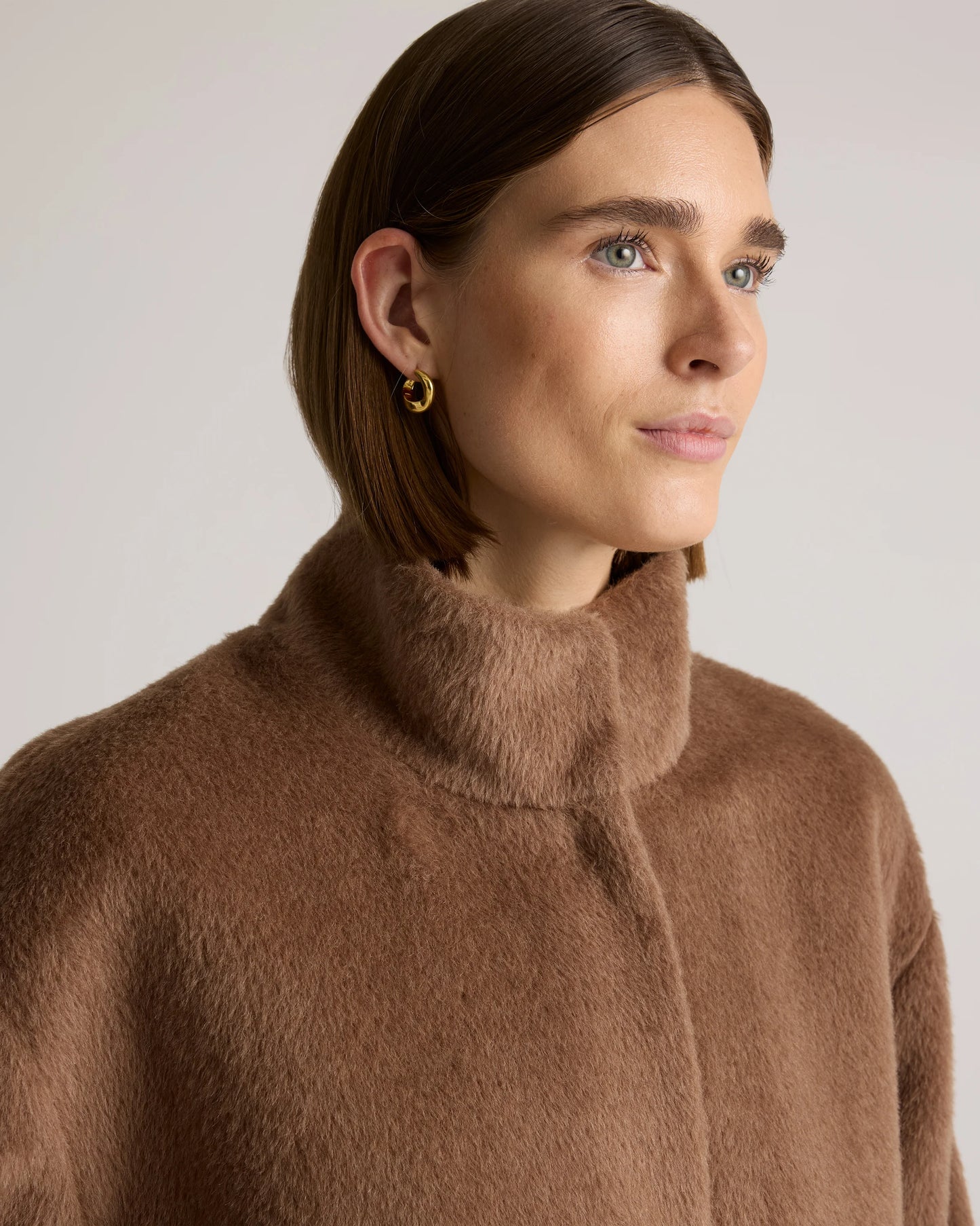 Alpaca-Wool Stand Collar Coat - XS / Rustic Brown