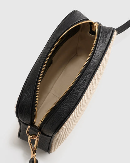 Italian Leather & Raffia Crossbody - One Size / Mocha