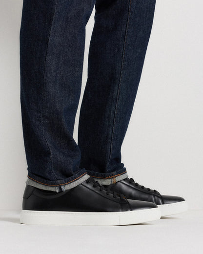 Italian Leather Everyday Sneaker - 7 / Black/Black