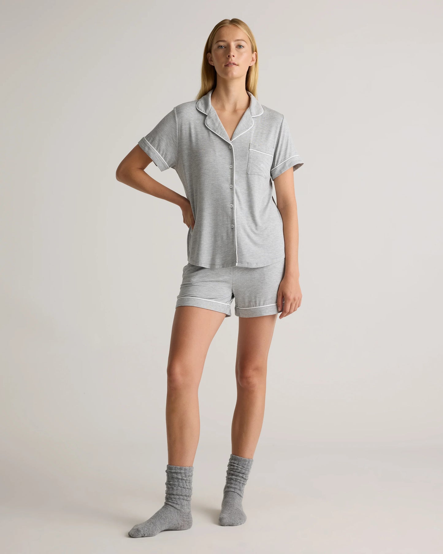 Bamboo Jersey Short Sleeve Pajama Set - XS / True Black