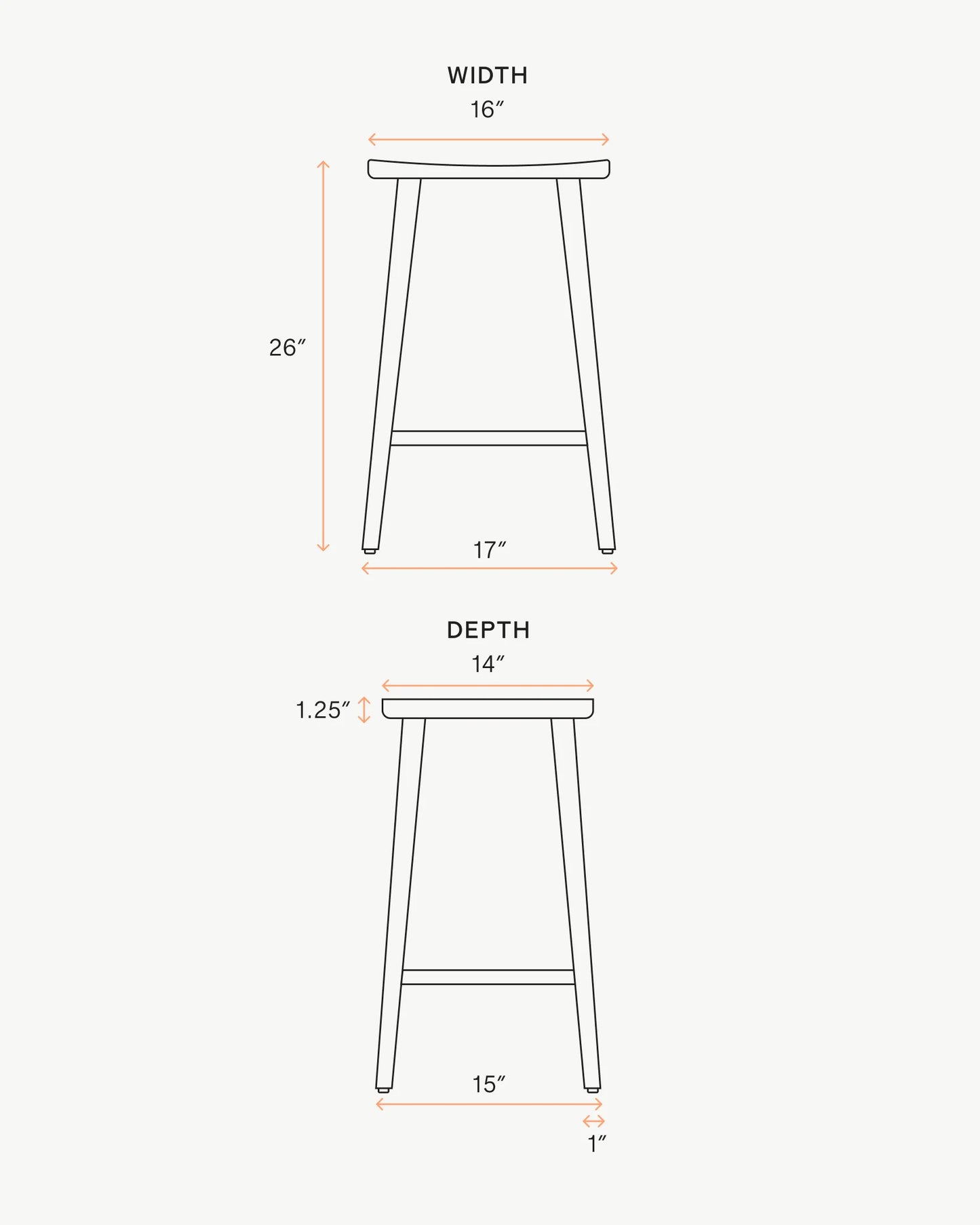 Solid Oak Backless Counter Stool - Counter Stool / Light Oak
