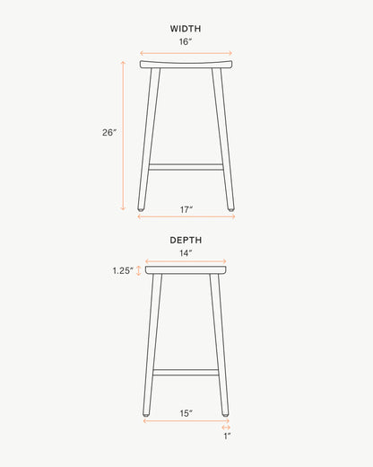 Solid Oak Backless Counter Stool - Counter Stool / Light Oak