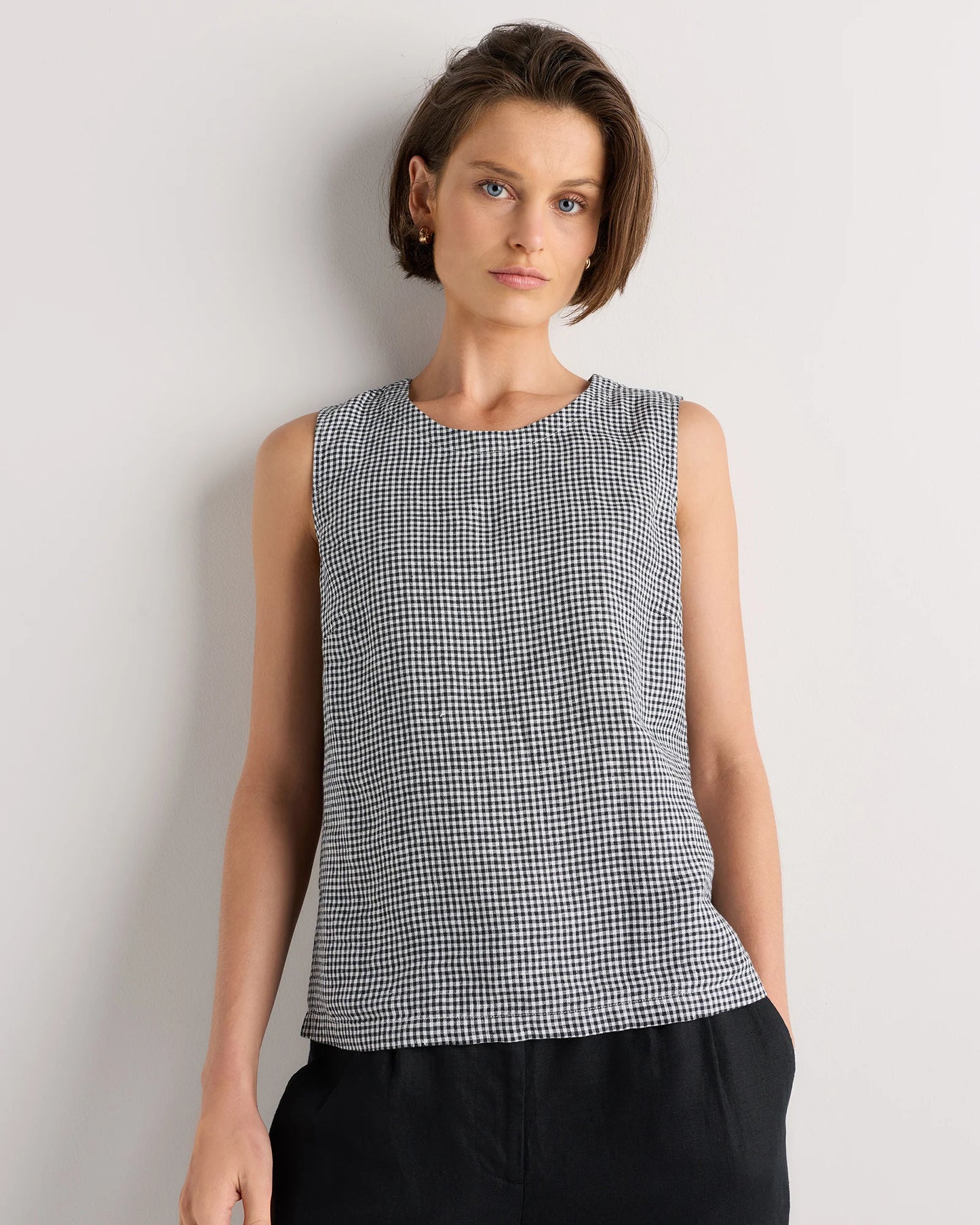 100% European Linen Tank - XS / Black