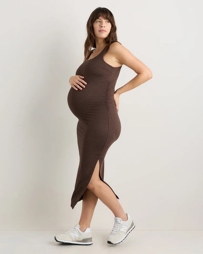 Ultra-Soft Maternity Midi Dress - XS / Heather Black