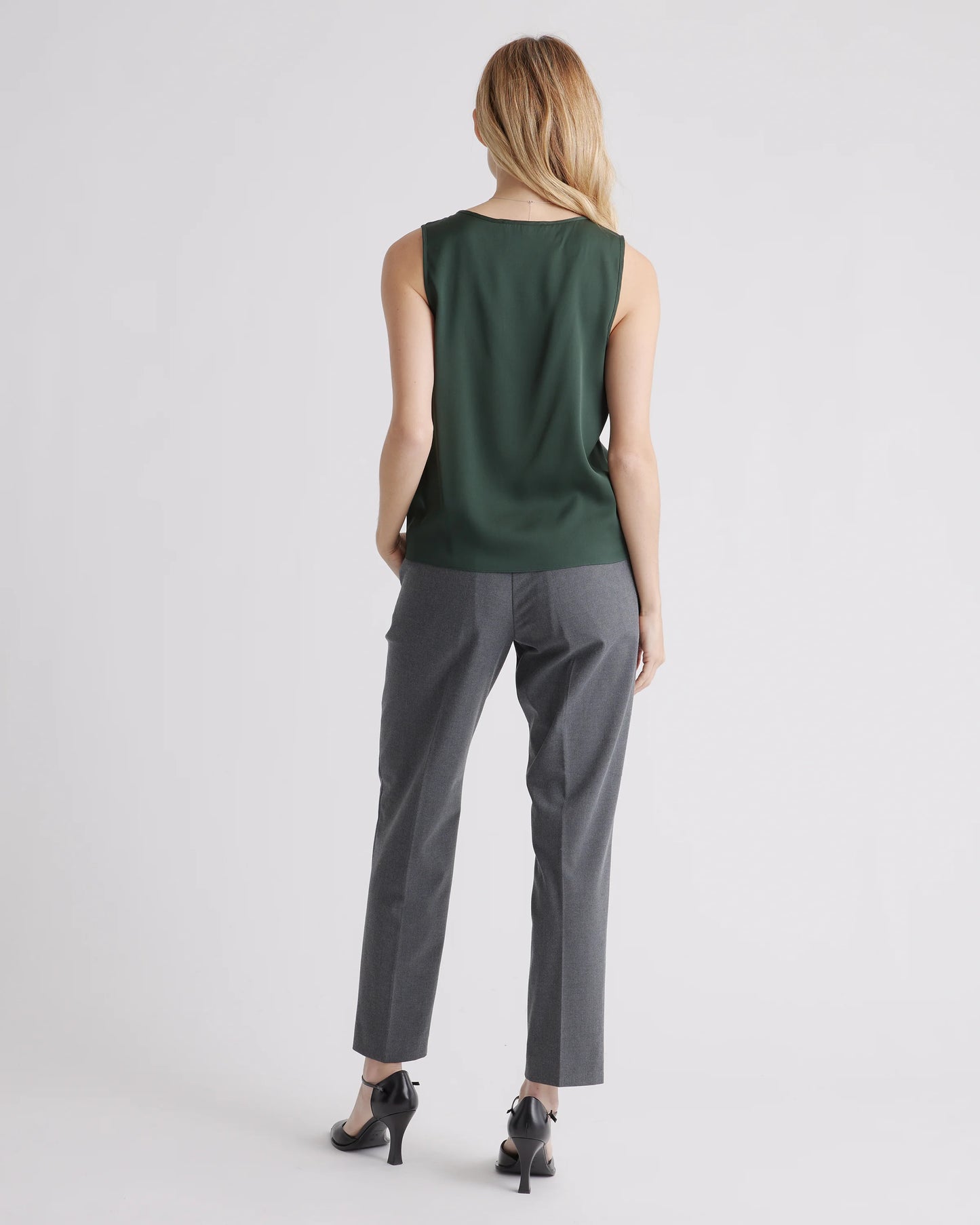 Washable Stretch Silk Tank - XS / Navy