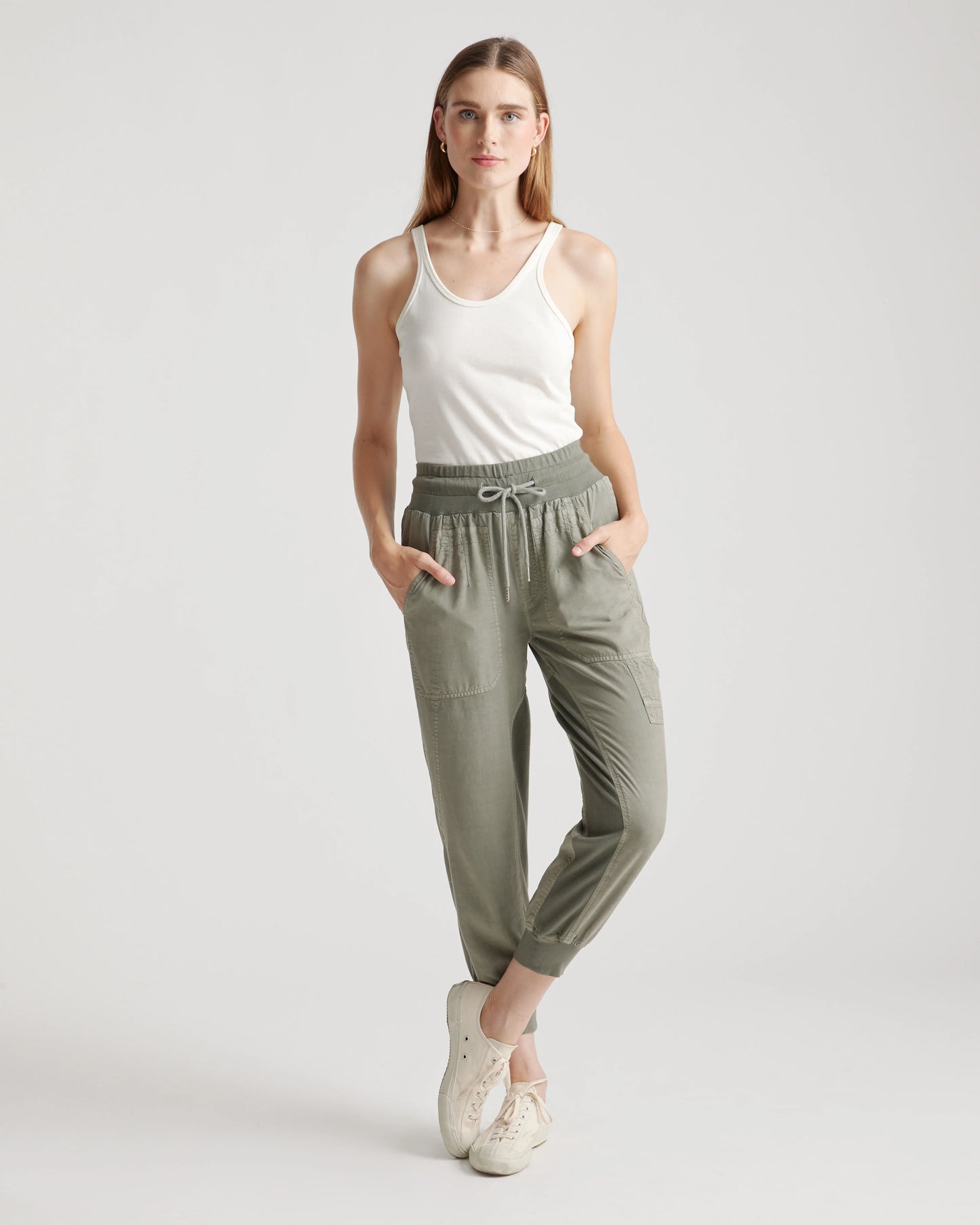 Vintage Wash Tencel Utility Jogger - XS / Olive
