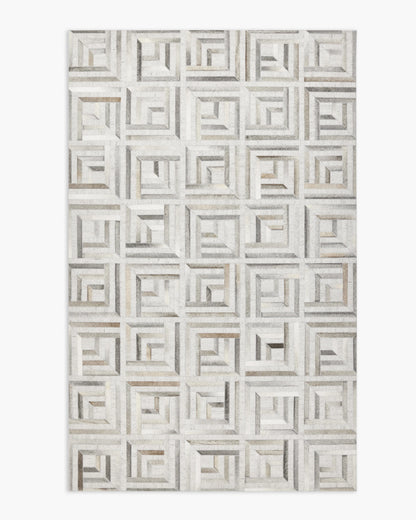 Geometric Hair on Hide Rug - 5' x 8' / Grey