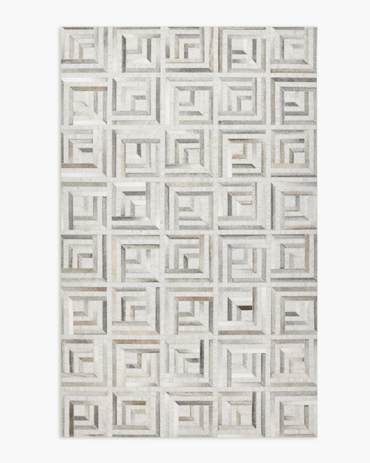 Geometric Hair on Hide Rug - 5' x 8' / Grey