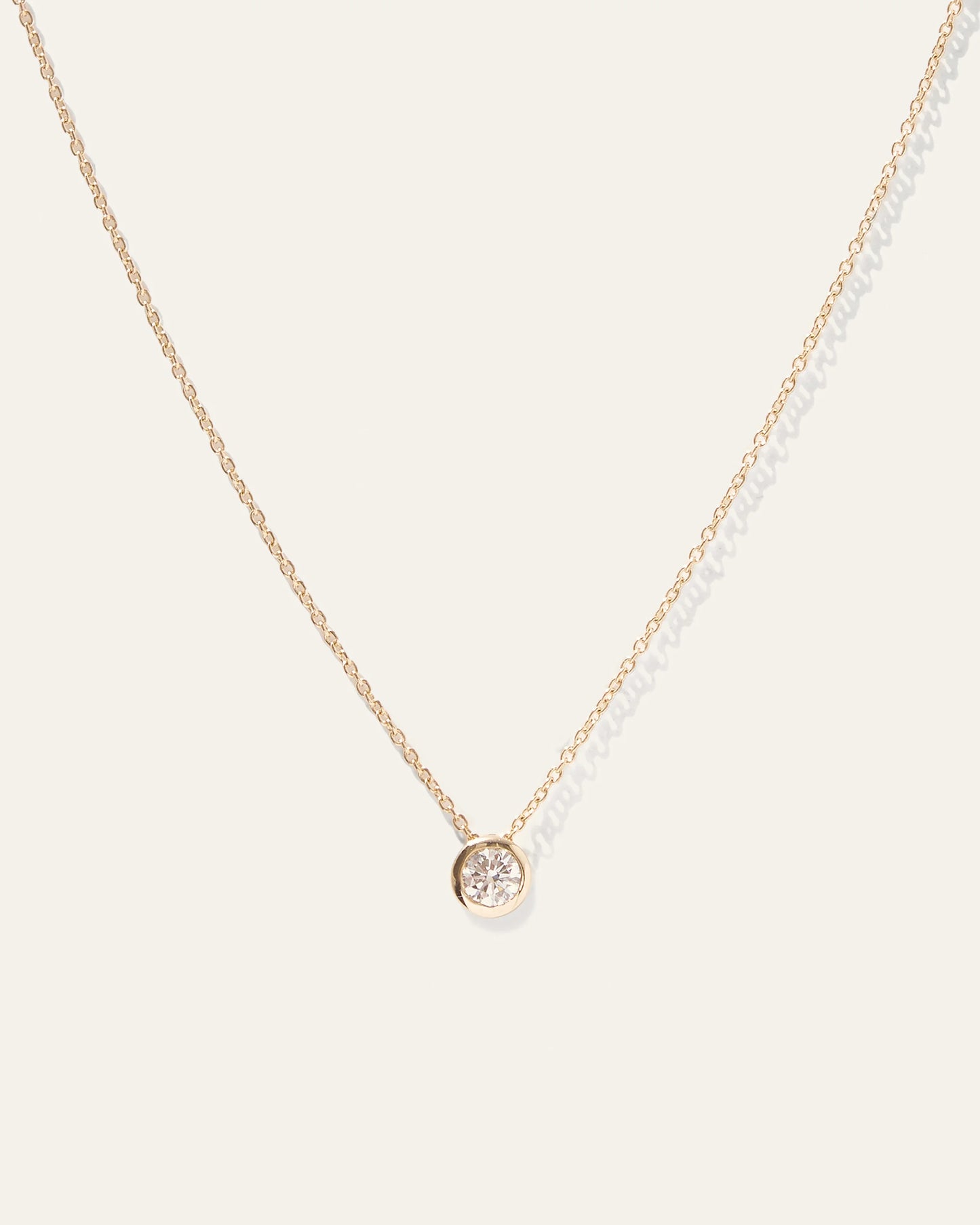 14K Gold Diamond Sliding Bezel Necklace - One Size / Yellow Gold