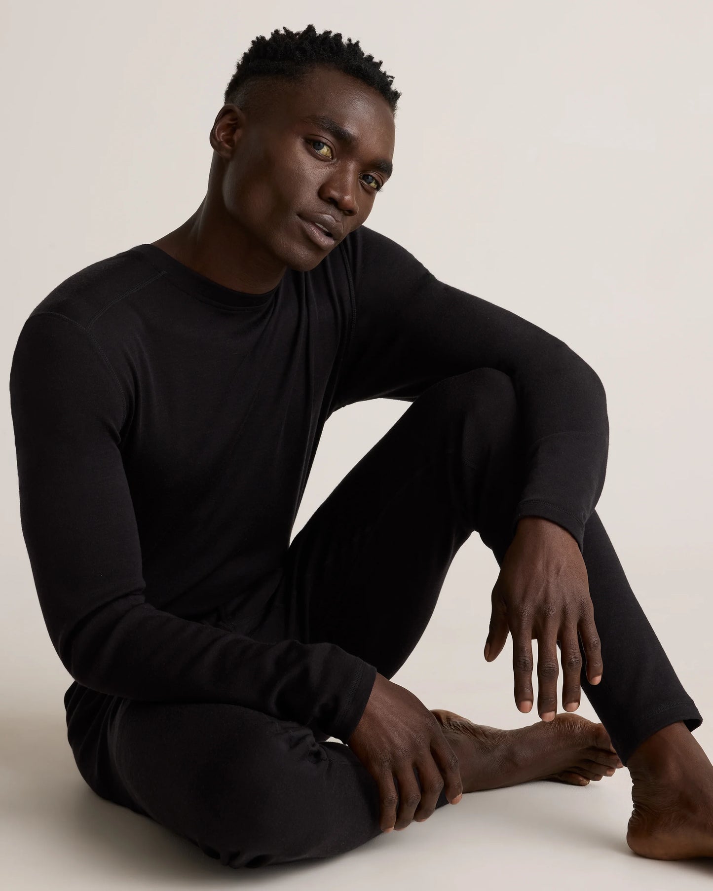 100% Merino Wool Cold Weather Base Layer Bottoms - S / Black