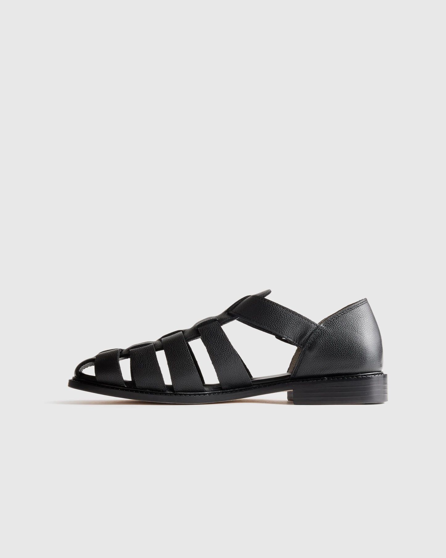 Calfskin Leather Fisherman Sandal - 7 / Black