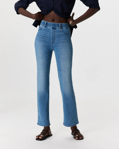 Nina Stretch Pull-On Kick Flare Jeans - XS / Raven Black
