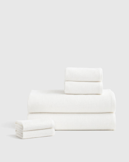 Turkish Waffle Terry Bath Sheet Bundle - One Size / White