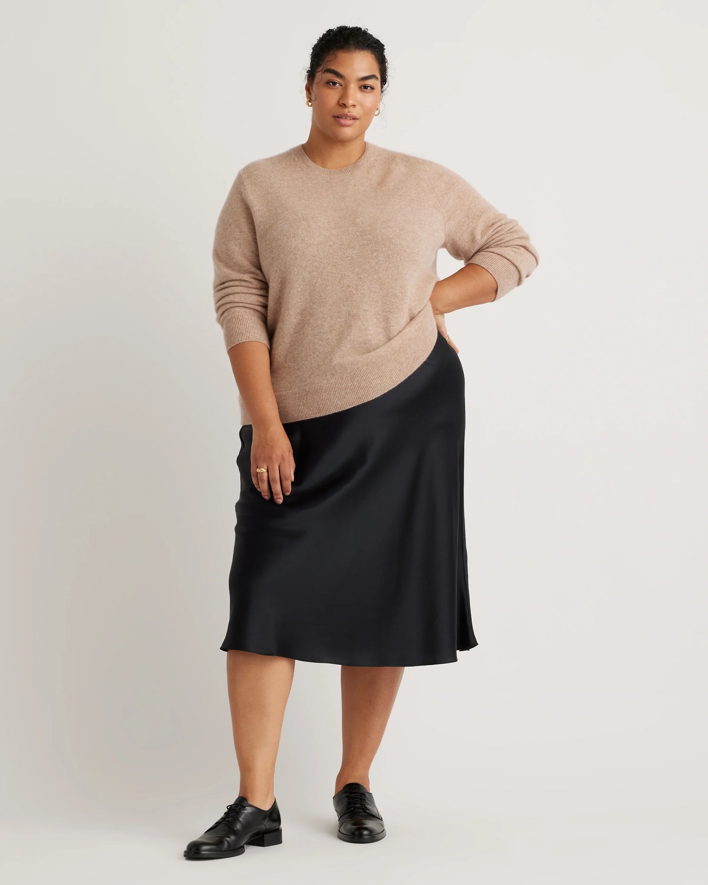 Mongolian Cashmere Crewneck Sweater - 1X / Pale Custard Yellow