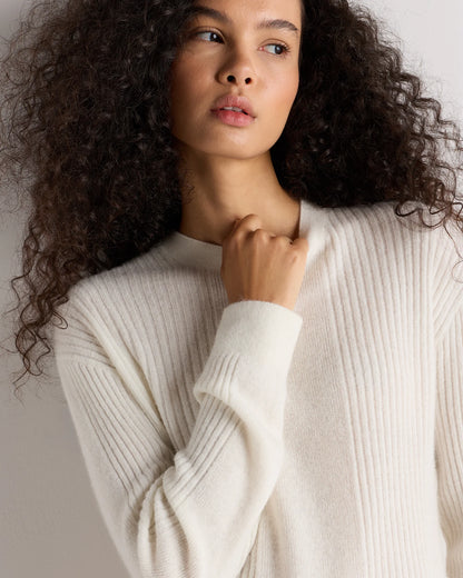 Lightweight Baby Alpaca Ribbed Crewneck - XS / Smoked Charcoal
