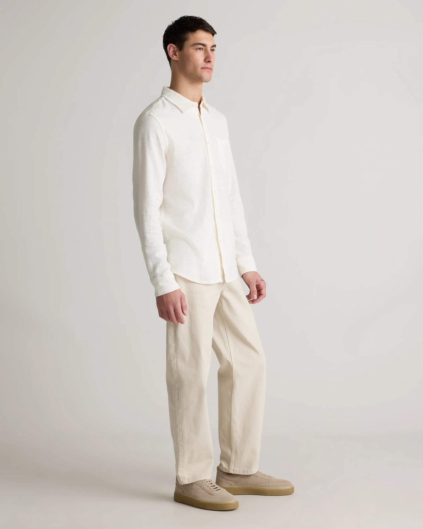 Organic Cotton Stretch Selvage Shirt - S / Mini Blue Stripe