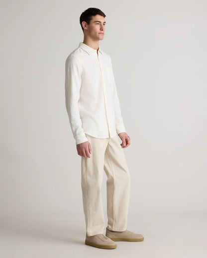 Organic Cotton Stretch Selvage Shirt - S / Mini Blue Stripe
