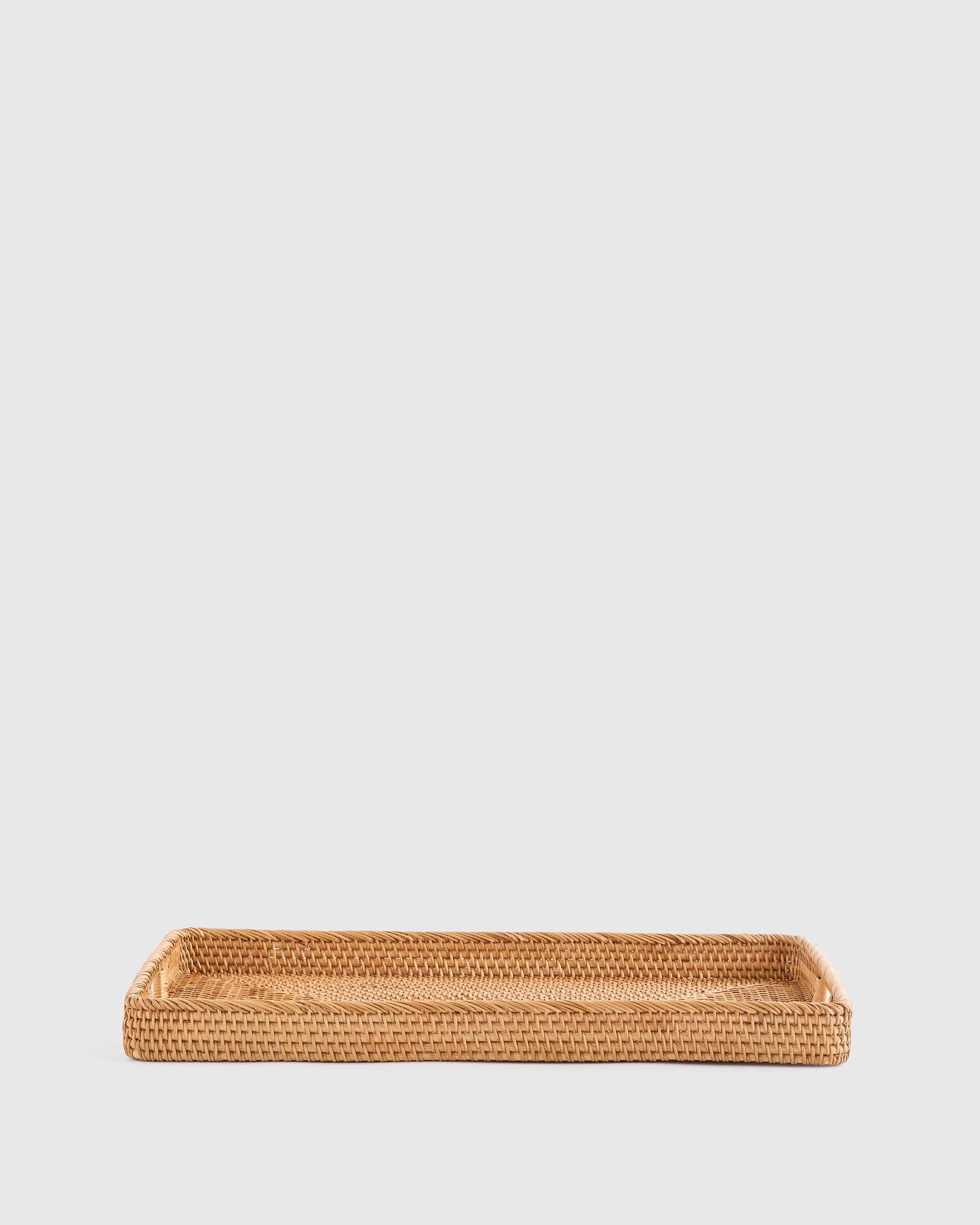 Handwoven Rattan Rectangular Tray - One Size / Natural