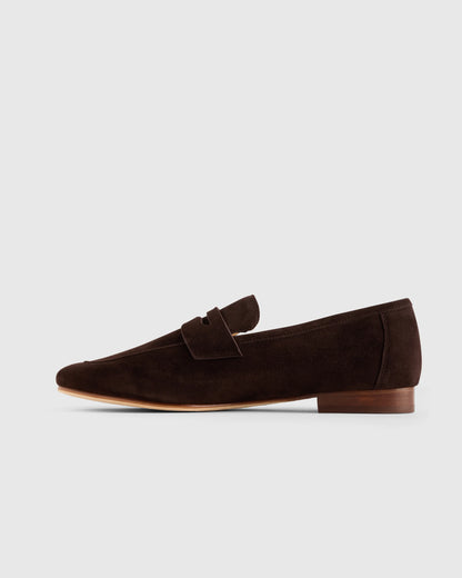 Italian Suede Penny Loafer - 5 / Almond