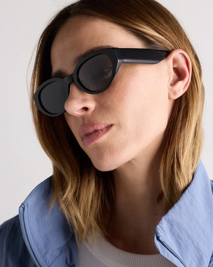 Sicily Polarized Acetate Sunglasses - One Size / Black with Grey lens