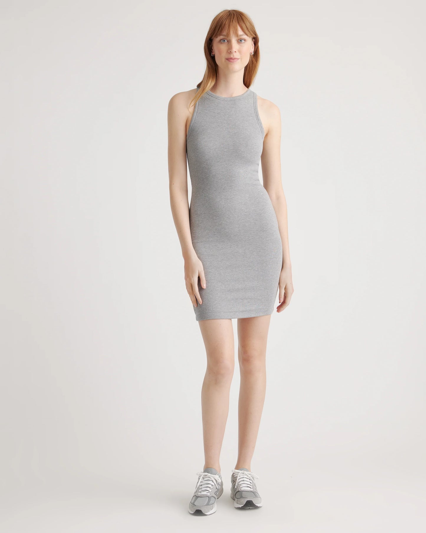 Tencel Rib Knit Sleeveless Mini Dress - XS / Heather Grey