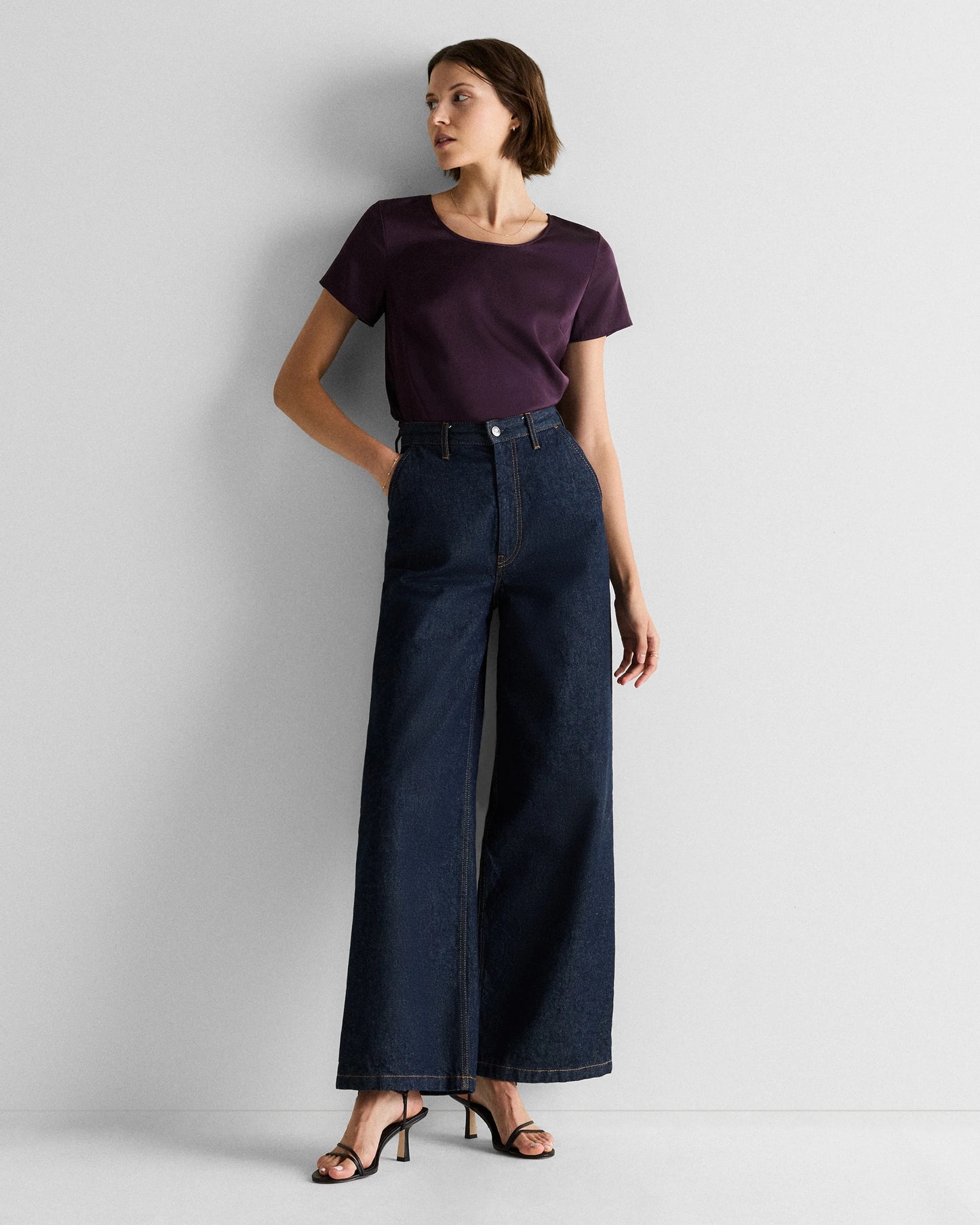 Washable Stretch Silk Tee - XS / Deep Orchid Purple