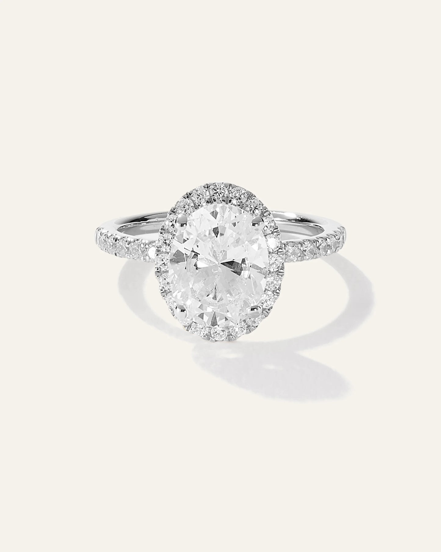 Lab Grown Diamond Oval Halo Pave Engagement Ring - 2ct - 4 / Yellow Gold