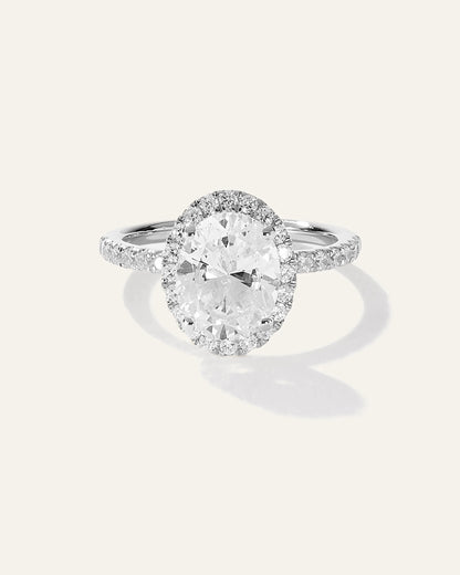 Lab Grown Diamond Oval Halo Pave Engagement Ring - 2ct - 4 / Yellow Gold