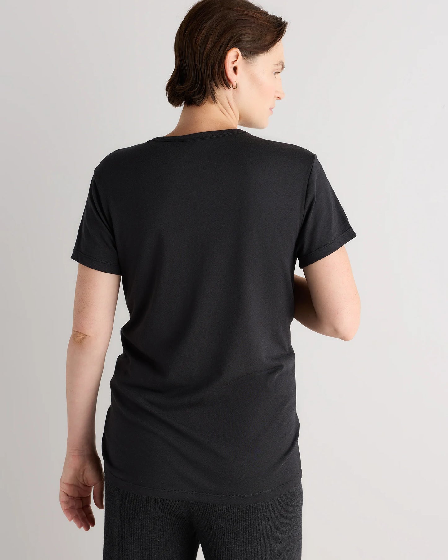 Cotton Modal Maternity Crew Neck Tee (2-pack) - XS / Black/Redwood Brown