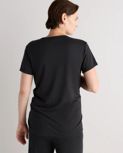 Cotton Modal Maternity Crew Neck Tee (2-pack) - XS / Black/Redwood Brown