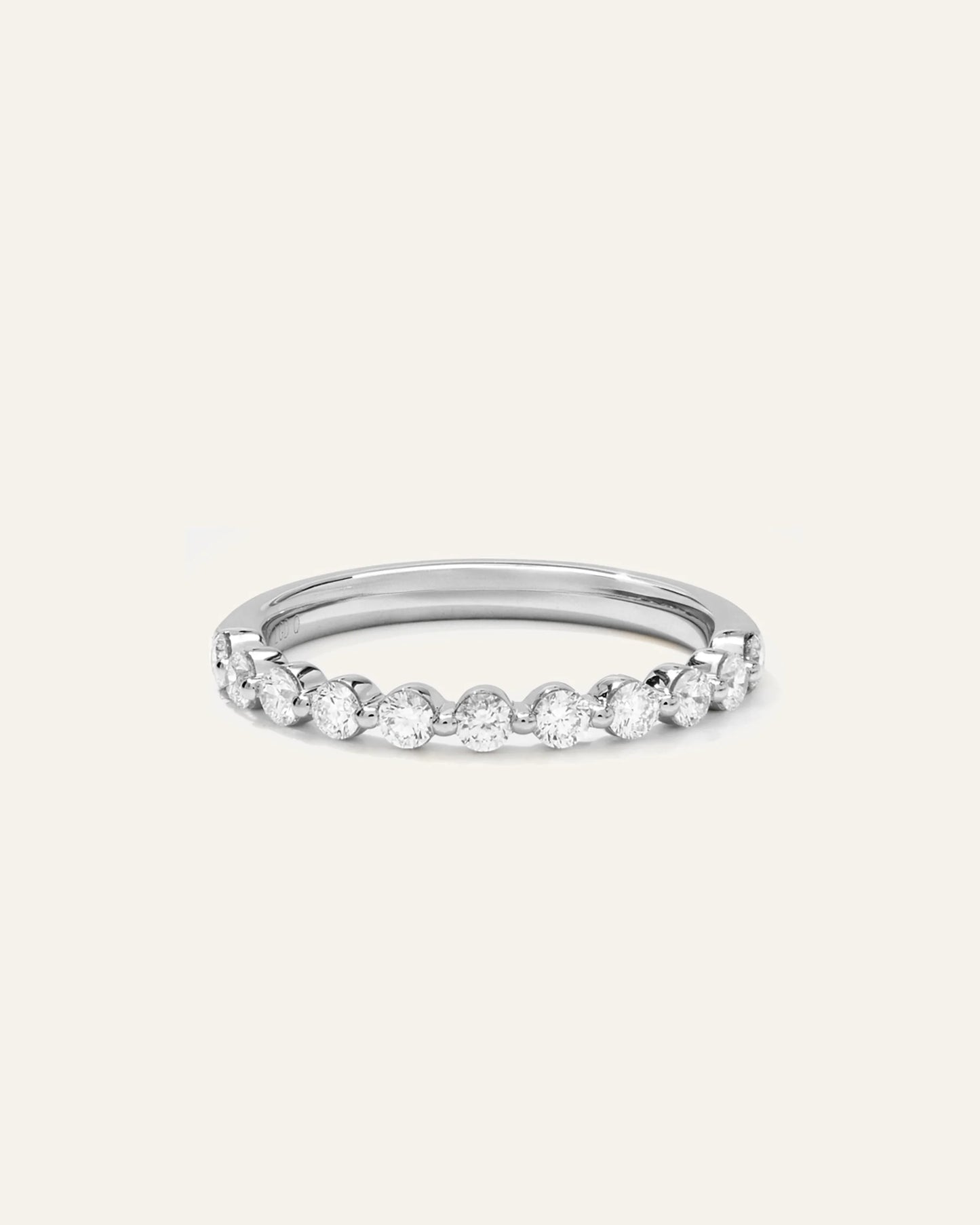 Lab Grown Diamond Single Shared Prong Halfway Band - 4 / Yellow Gold