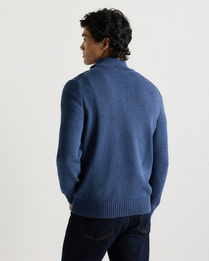100% Organic Cotton Quarter-Zip Sweater - S / Moonstone Blue