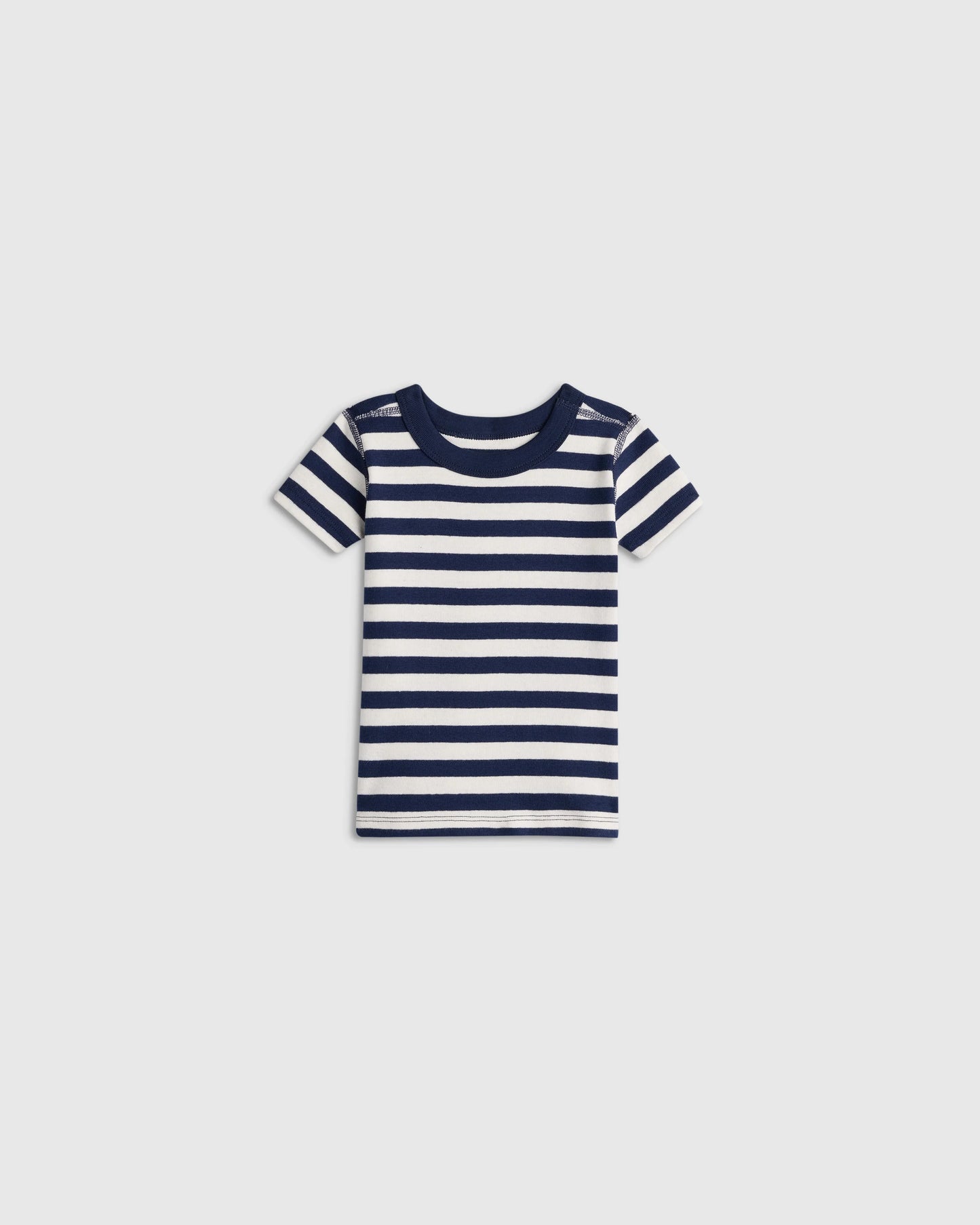 100% Organic Cotton Short Sleeve and Shorts Pajama Set - 12-18M / Navy Stripe