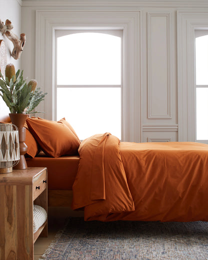 Organic Brushed Cotton Duvet Cover Set - Twin / Toffee