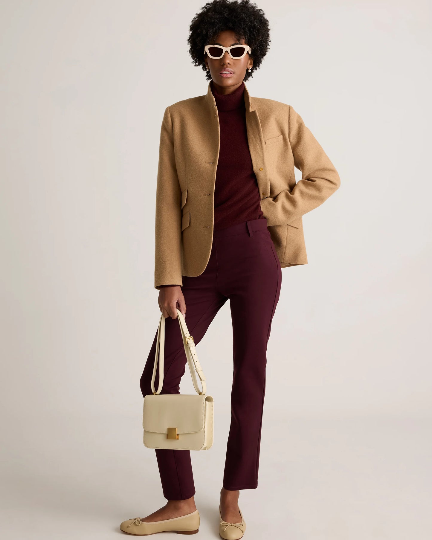 Italian Wool Stand Collar Blazer - XS / Warm Camel