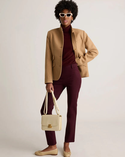Italian Wool Stand Collar Blazer - XS / Warm Camel