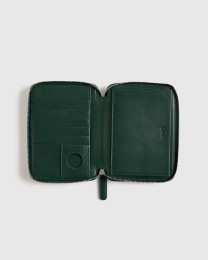 Nappa Leather RFID Zip Travel Wallet - One Size / Black