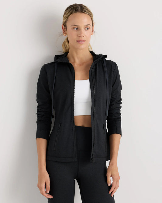 Ultra-Soft Slim Fit Hooded Jacket - XS / Heather Black