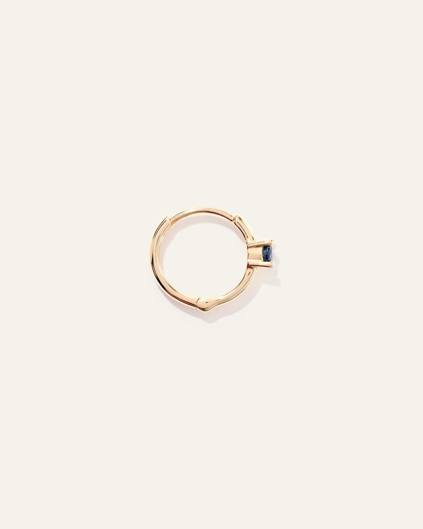 14K Gold Gemstone Tiny Huggie - Single - One Size / Emerald