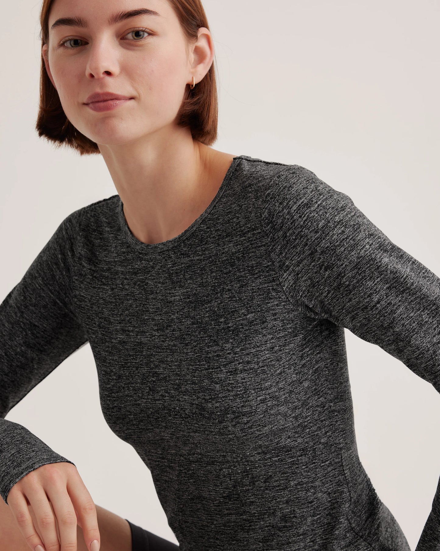 Ultra-Soft Fitted Long Sleeve Top - XS / Heather Navy
