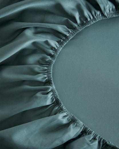 Luxury Organic Sateen Fitted Sheet Set - Cal King / Light Blue