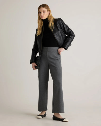 Organic Cotton Double Knit Wide Leg Pants - XS / Bold Black