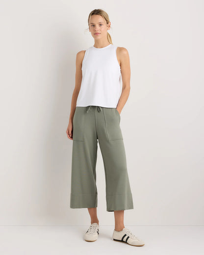SuperSoft Fleece Cropped Wide Leg Pants - XS / Dried Fig
